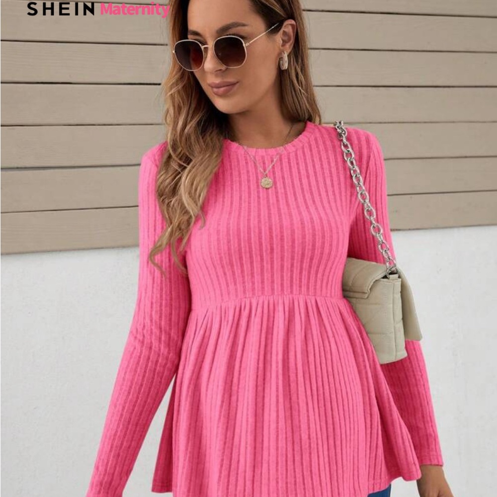 SHEIN Maternity Pink Ribbed Knit Top